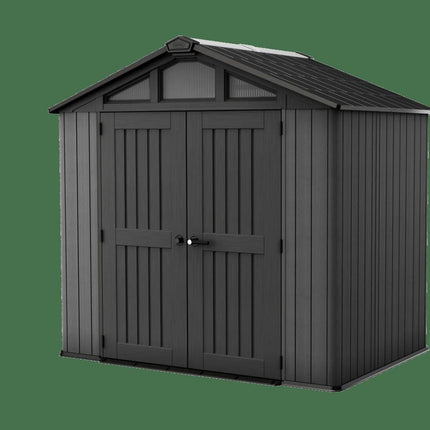 Keter Stronghold 2.0 8 ft. W x 6 ft. D Durable Resin Plastic Outdoor Storage Shed with Flooring, Grey (48 sq. ft.)