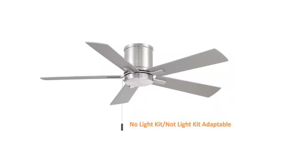 Hampton Bay Grantway 48 in. Indoor/Covered Outdoor Brushed Nickel Low Profile Ceiling Fan Without Light with Pull Chain Included