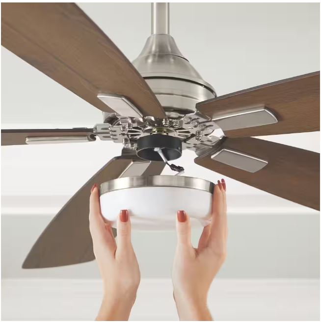 Home Decorators Collection Beckford 52 in. Indoor Brushed Nickel Ceiling Fan with Adjustable White Integrated LED with Remote Control Included