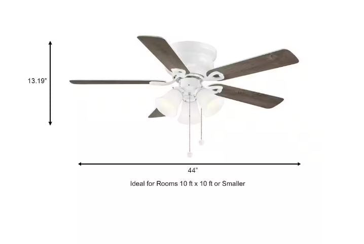 Clarkston II 44 in. LED Indoor White Ceiling Fan with Light Kit