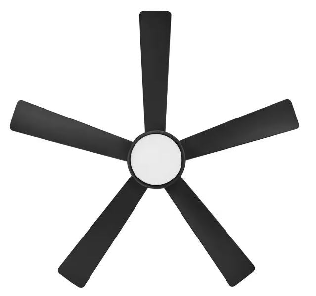 Hampton Bay Hawkspur 52 in. Indoor/Outdoor Matte Black Low Profile Ceiling Fan with Adjustable White LED with Remote Included