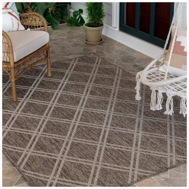 Hampton Bay Pebble/Heather 5 ft. x 7 ft. Traditional Polypropylene Indoor/Outdoor Patio Area Rug