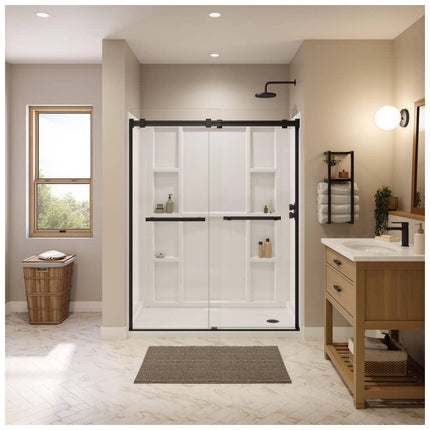MAAX Interflo 60 in. L x 30 in. W x 73 in. H 5-Piece Alcove Shower Kit with Direct-to-Stud Walls and Right Drain Shower Pan 107730-000-001-002