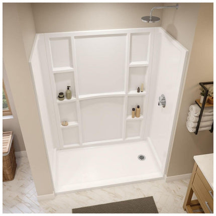 MAAX Interflo 60 in. L x 30 in. W x 73 in. H 5-Piece Alcove Shower Kit with Direct-to-Stud Walls and Right Drain Shower Pan 107730-000-001-002
