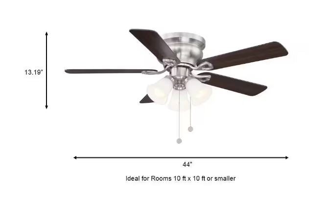 Clarkston II 44 in. LED Indoor Brushed Nickel Ceiling Fan with Light Kit