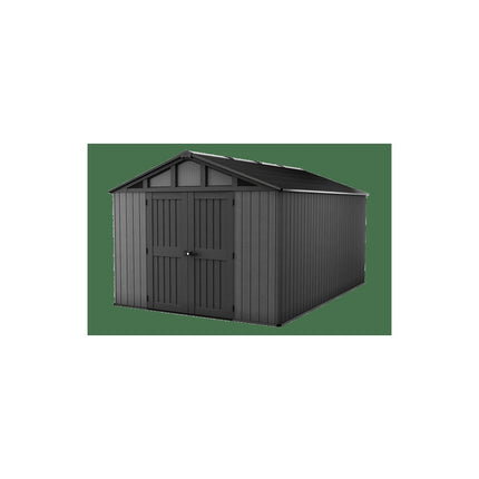 Keter Stronghold 2.0 10 ft. W x 15 ft. D Resin Plastic Outdoor Storage Shed with Floor (150 sq. ft.) in Grey