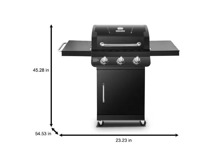 Dyna-Glo Premier 3-Burner Natural Gas Grill in Black with Folding Side Tables