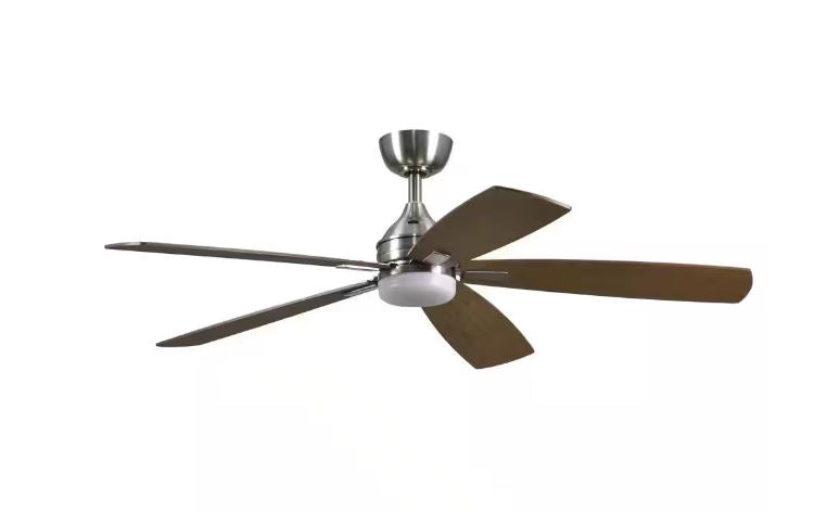 Home Decorators Collection Beckford 52 in. Indoor Brushed Nickel Ceiling Fan with Adjustable White Integrated LED with Remote Control Included