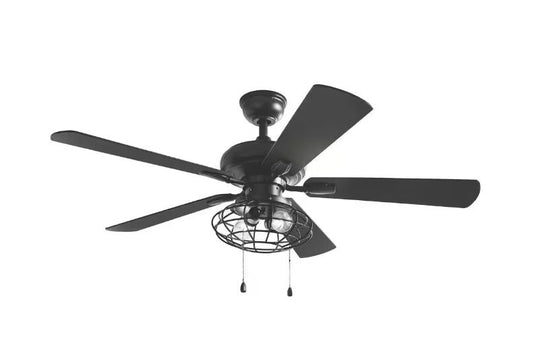 Home Decorators Collection Ellard 52 in. LED Indoor Matte Black Ceiling Fan with Light