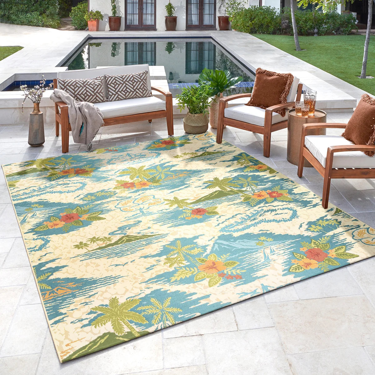 Reyn Spooner Indoor/Outdoor Area Rug, Lanai Cream - 8 ft. 8 in. x 13 ft.