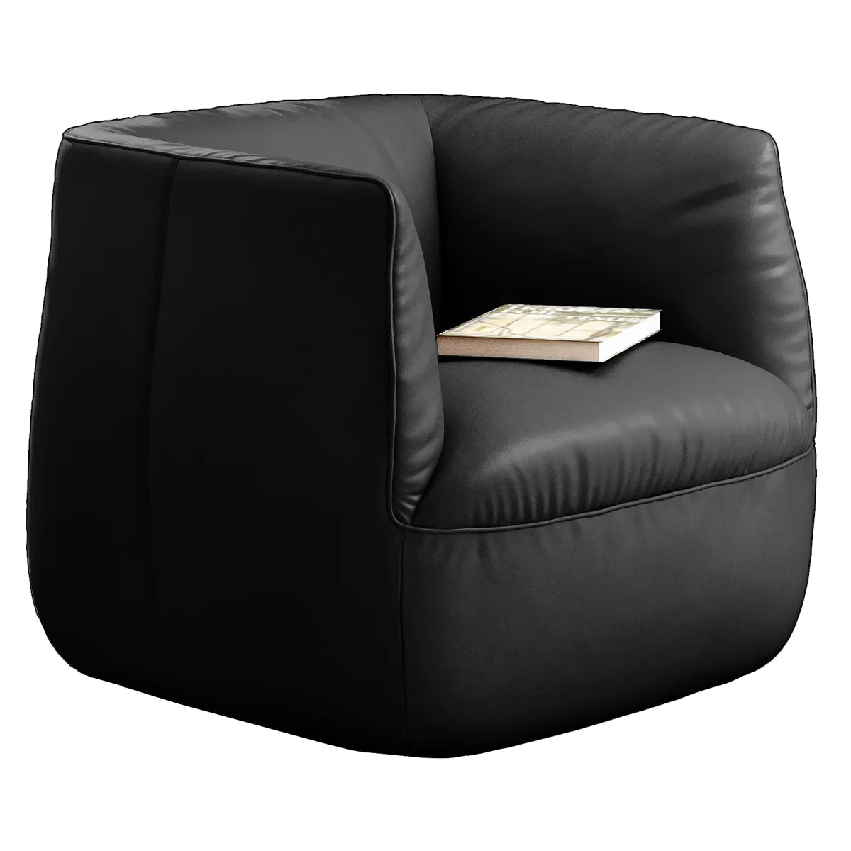 Natuzzi Wally Top Grain Leather Swivel Chair (Black)