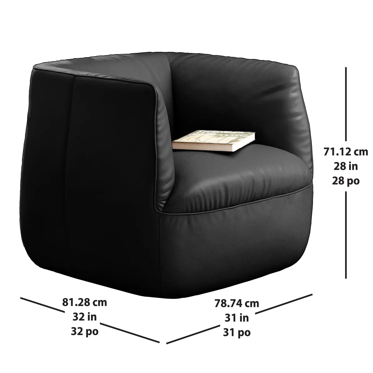 Natuzzi Wally Top Grain Leather Swivel Chair (Black)