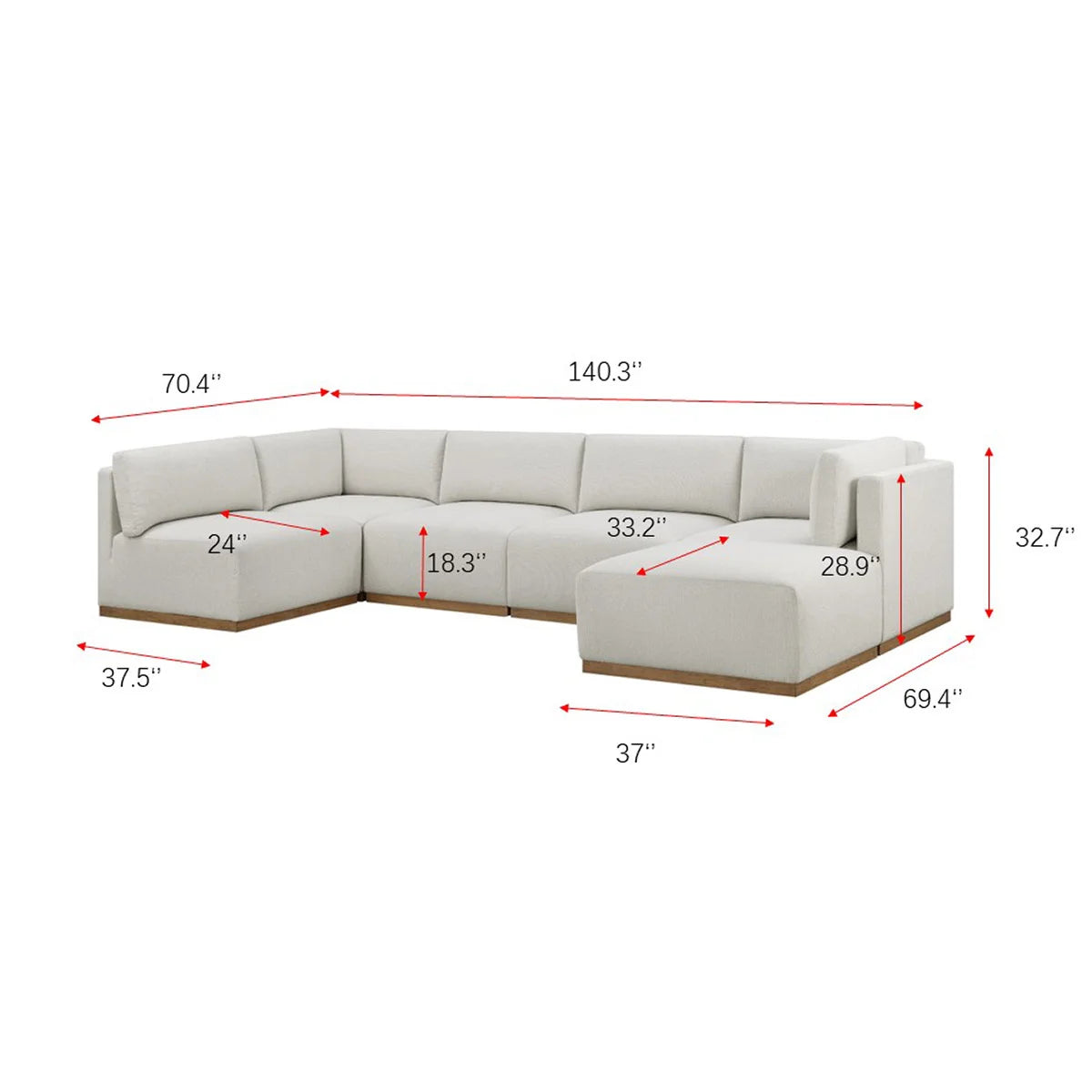 Henredon Murphy Fabric Modular Sectional with Ottoman - Cream