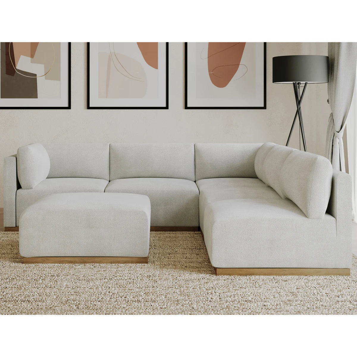 Henredon Murphy Fabric Modular Sectional with Ottoman - Cream