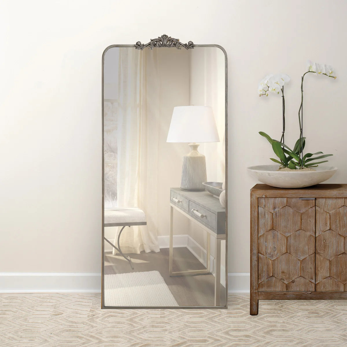 Ravena 30" x 65" Floor Mirror - Silver