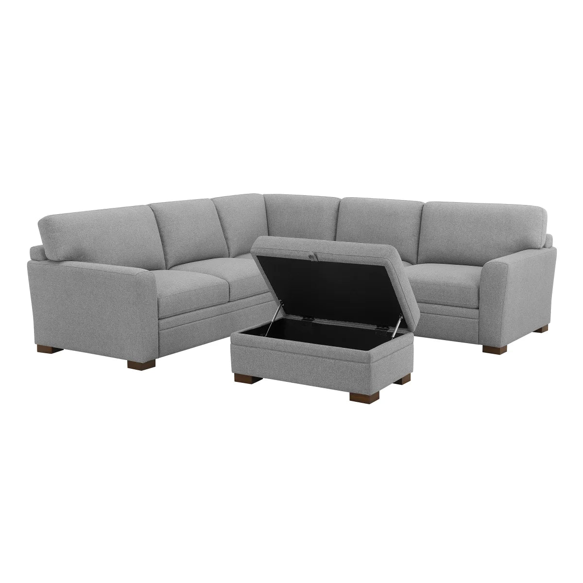 Thomasville Langdon Fabric Sectional with Storage Ottoman - Gray