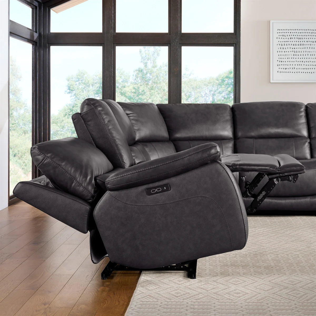 Wylder Leather Power Reclining Sectional with Power Headrests