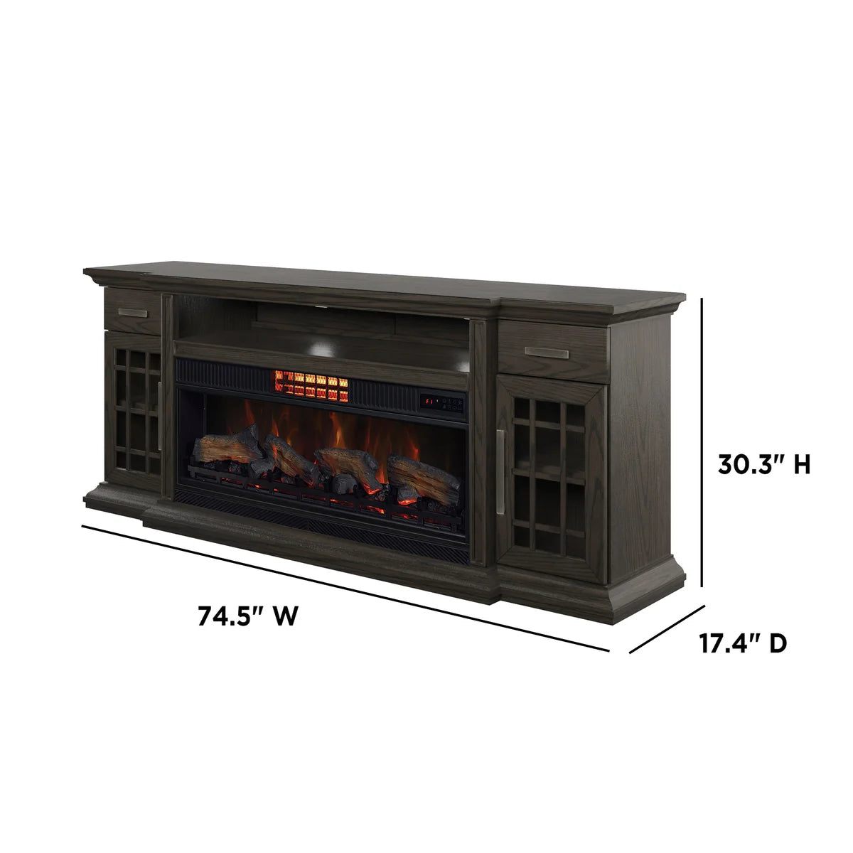 Tresanti Everett TV Console with ClassicFlame CoolGlow 2-in-1 Electric Fireplace and Fan, Brown