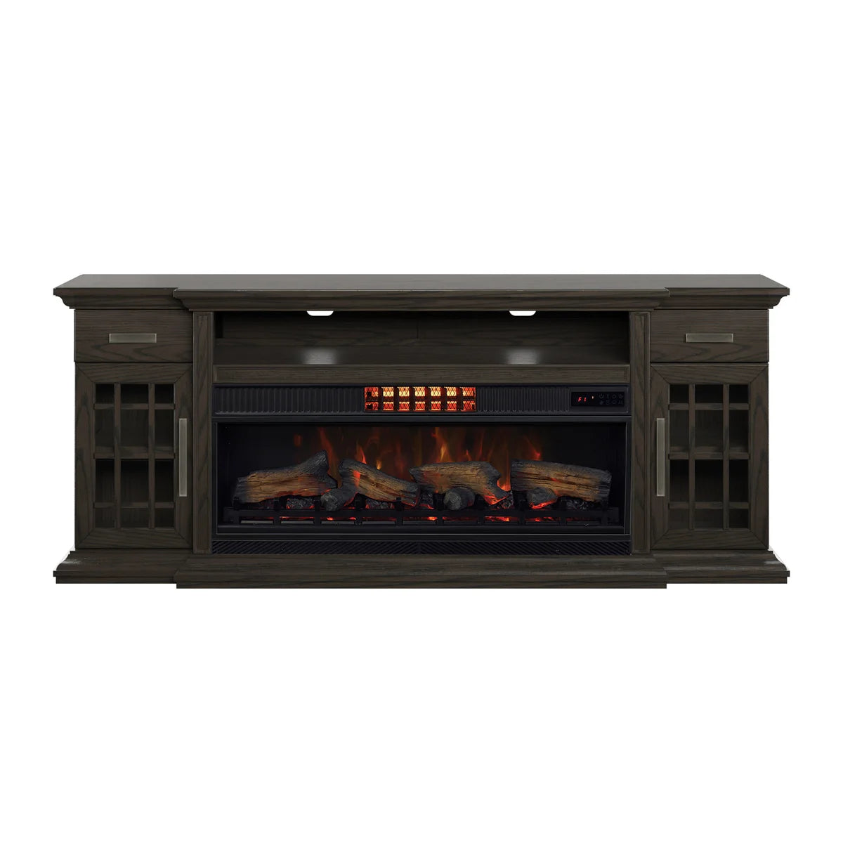 Tresanti Everett TV Console with ClassicFlame CoolGlow 2-in-1 Electric Fireplace and Fan, Brown