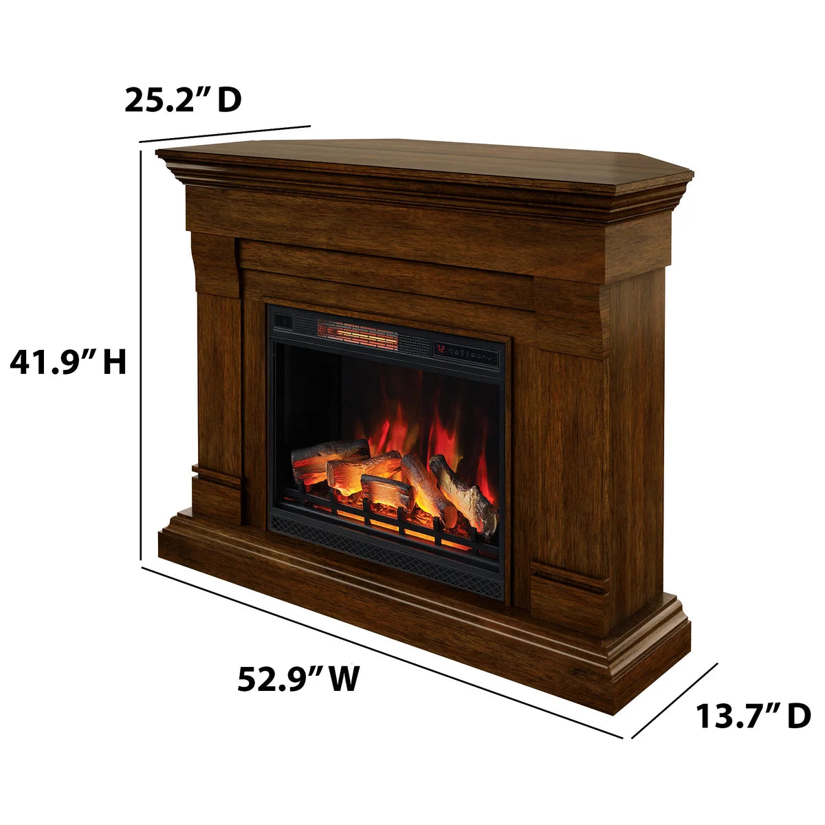 Tresanti Norah 52.9" Mantel with Corner Extension and ClassicFlame Electric Fireplace