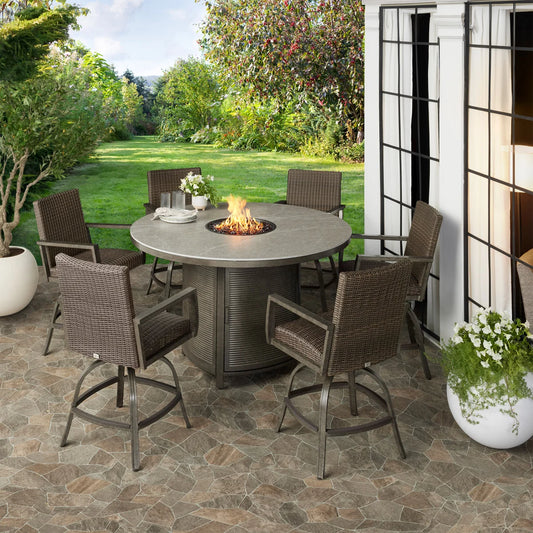 Agio Oakland 7-piece Fire Outdoor Dining Set