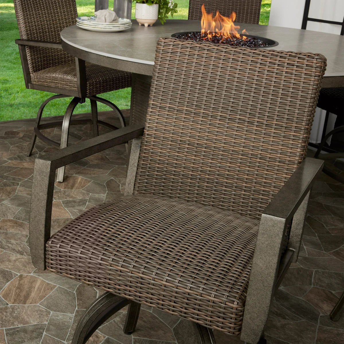 Agio Oakland 7-piece Fire Outdoor Dining Set