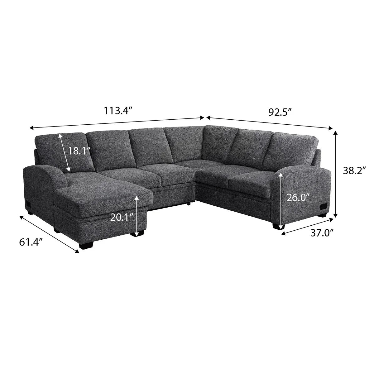 Coddle Aria Sleeper Sectional with Reversible Chaise and Storage