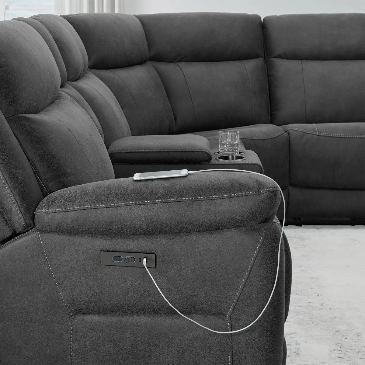 Zakary 6-piece Fabric Power Reclining Sectional With Power Headrests