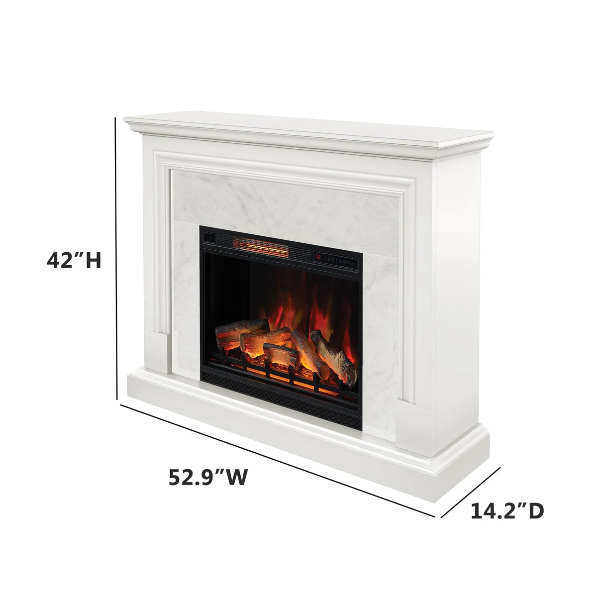 Tresanti Cassandra Wall Mantel with 28" ClassicFlame Electric Fireplace - White