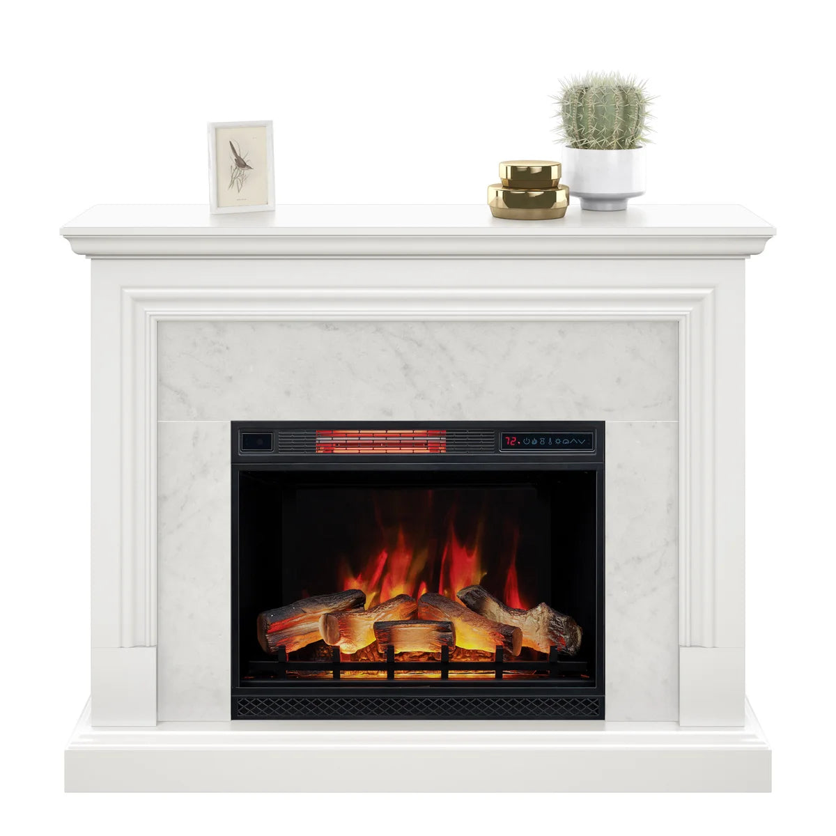 Tresanti Cassandra Wall Mantel with 28" ClassicFlame Electric Fireplace - White