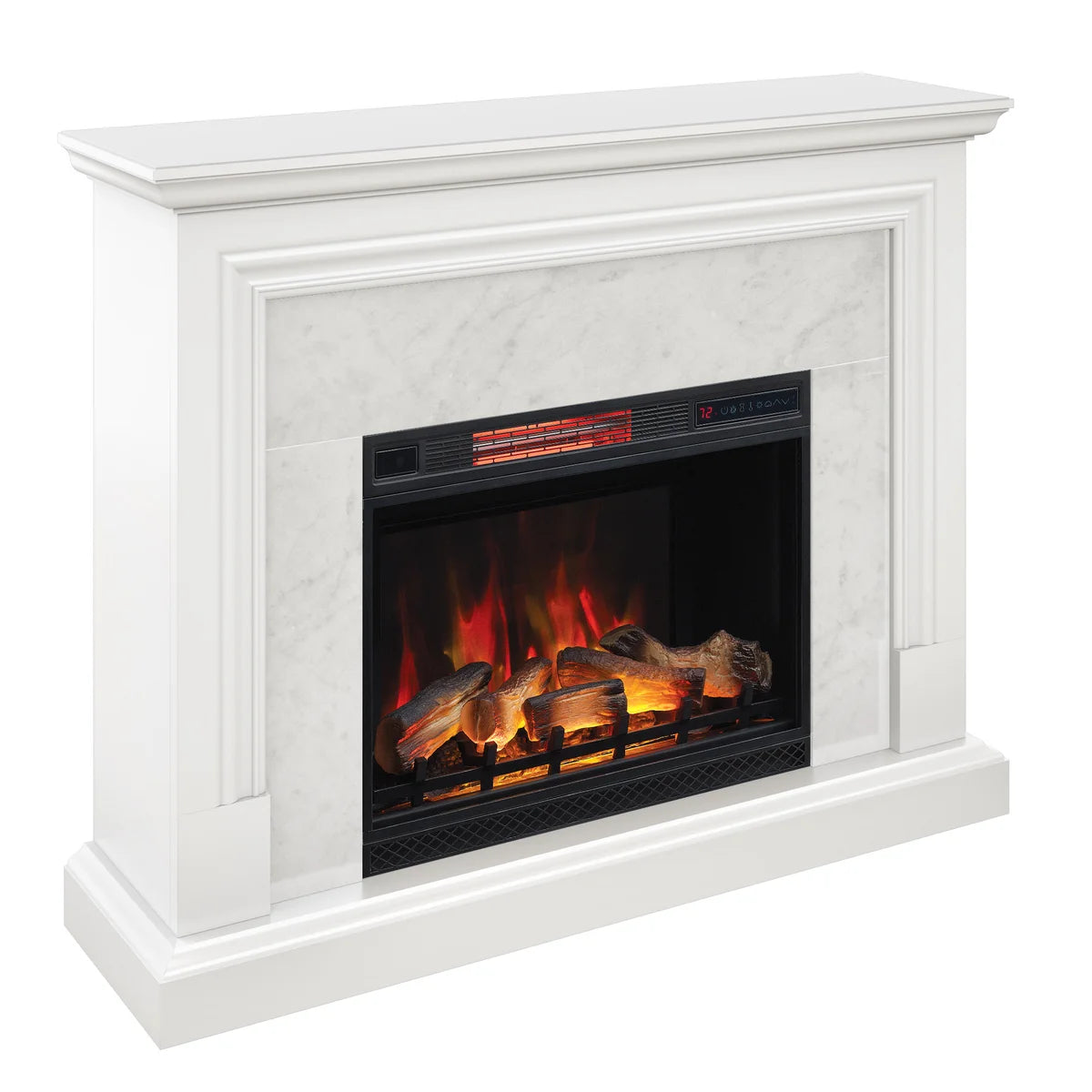 Tresanti Cassandra Wall Mantel with 28" ClassicFlame Electric Fireplace - White