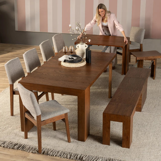 Transformer Table Extendable 8-piece Dining Set - OAK