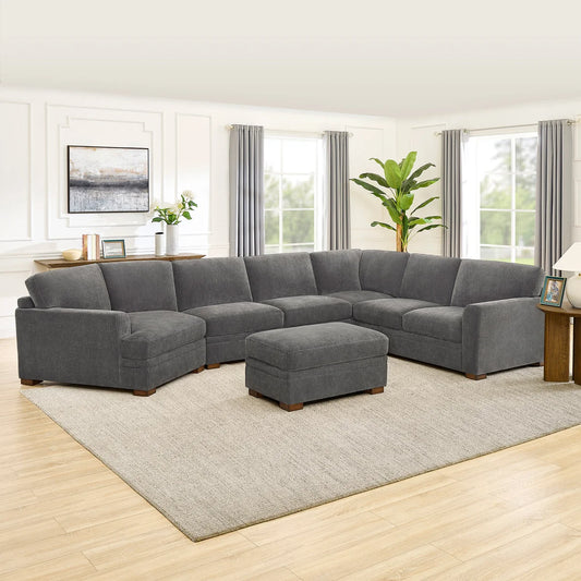 Thomasville Merran Fabric Sectional with Storage Seats and Storage Ottoman