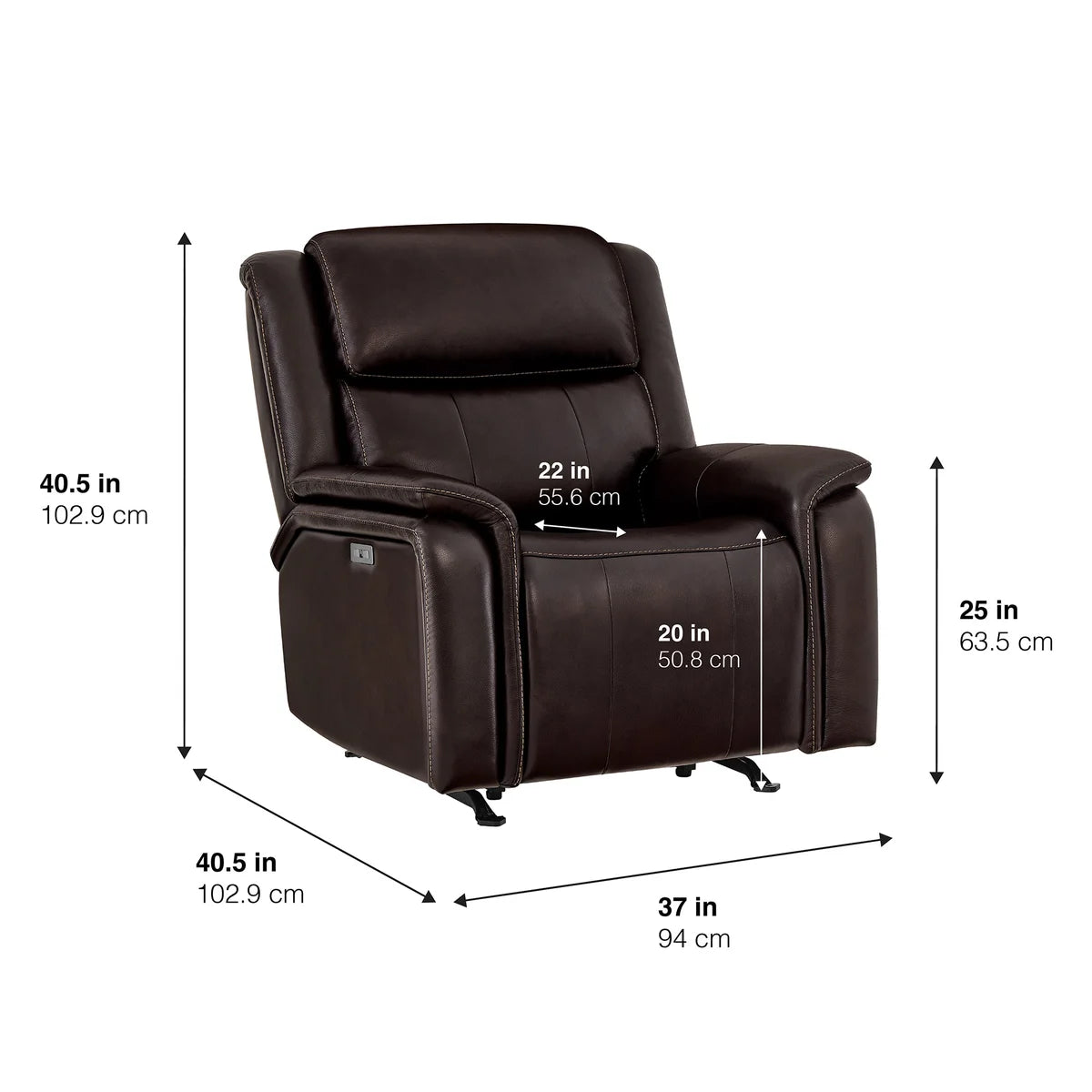 Barcalounger Bryson Leather Power Rocker Recliner with Power Adjustable Headrest