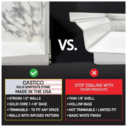 CASTICO 32 x 60x84 in. Solid Composite Stone Alcove Shower Insert Wall and Base Combo Kit, Nickel Door, Niche and Drain - Reversible CSBNB3260WHSLSL