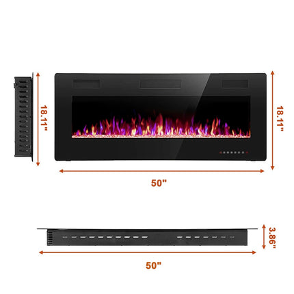 R.W.FLAME 50-in Black Wall Mount Ultra Slim LED Electric Fireplace with Remote Control