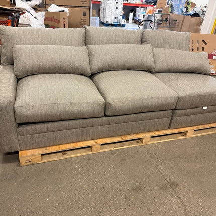 Modern Grey Textured 3-Cushion Sofa