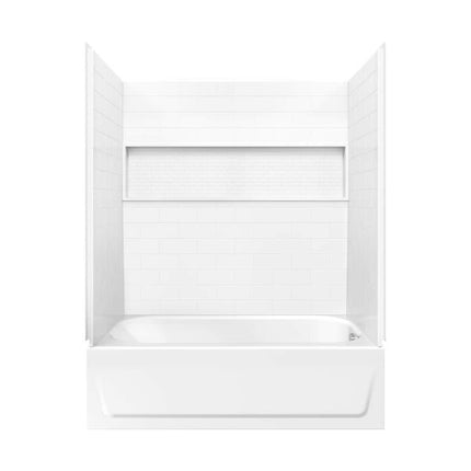 Bootz Industries NexTile 60 in. W x 32 in. D x 60 in. H Four-Piece Direct-to-Stud Composite Alcove Tub Surround in White Z041-5200-00
