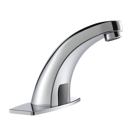 BWE Automatic Sensor No Handle Single Hole Bathroom Sink Faucet with Deck Plate and Touchless Sensor in Polished Chrome A-918102-C