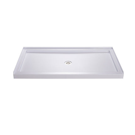 DreamLine SlimLine 32 in. W x 60 in. L White Single Threshold Shower Pan Base with Center Drain DLT-1132600