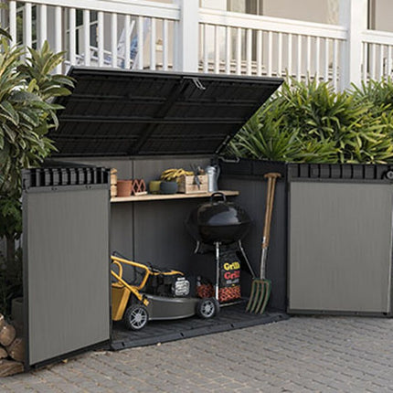 Keter Premier Jumbo 71 cu. ft. Outdoor Resin Horizontal Storage Shed with Floor, Grey (240794)