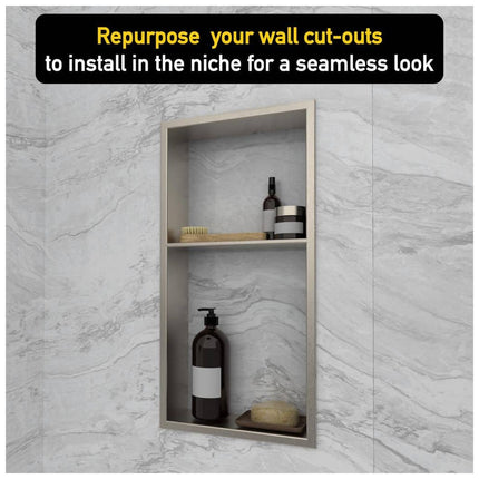 CASTICO 32 x 60x84 in. Solid Composite Stone Alcove Shower Insert Wall and Base Combo Kit, Nickel Door, Niche and Drain - Reversible CSBNB3260WHSLSL