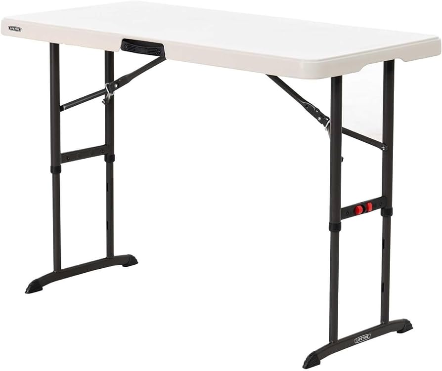 Lifetime Adjustable Height Table, 48"W x 24"D x 24-34"H, Almond