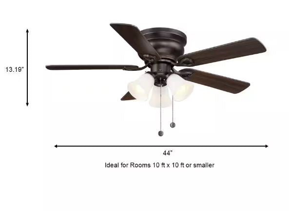 Clarkston II 44 in. LED Indoor Oil Rubbed Bronze Ceiling Fan with Light Kit