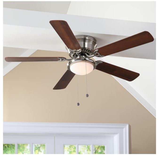 Hugger 52 in. LED Indoor Brushed Nickel Ceiling Fan with Light Kit