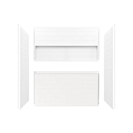 Bootz Industries NexTile 60 in. W x 32 in. D x 60 in. H Four-Piece Direct-to-Stud Composite Alcove Tub Surround in White Z041-5200-00