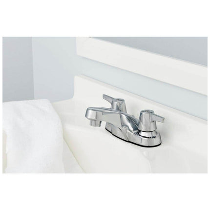 Glacier Bay Aragon 4 in. Centerset 2-Handle Low-Arc Bathroom Faucet without Pop-Up Drain in Chrome HD67090W-5501