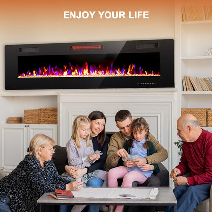 R.W.FLAME 50-in Black Wall Mount Ultra Slim LED Electric Fireplace with Remote Control