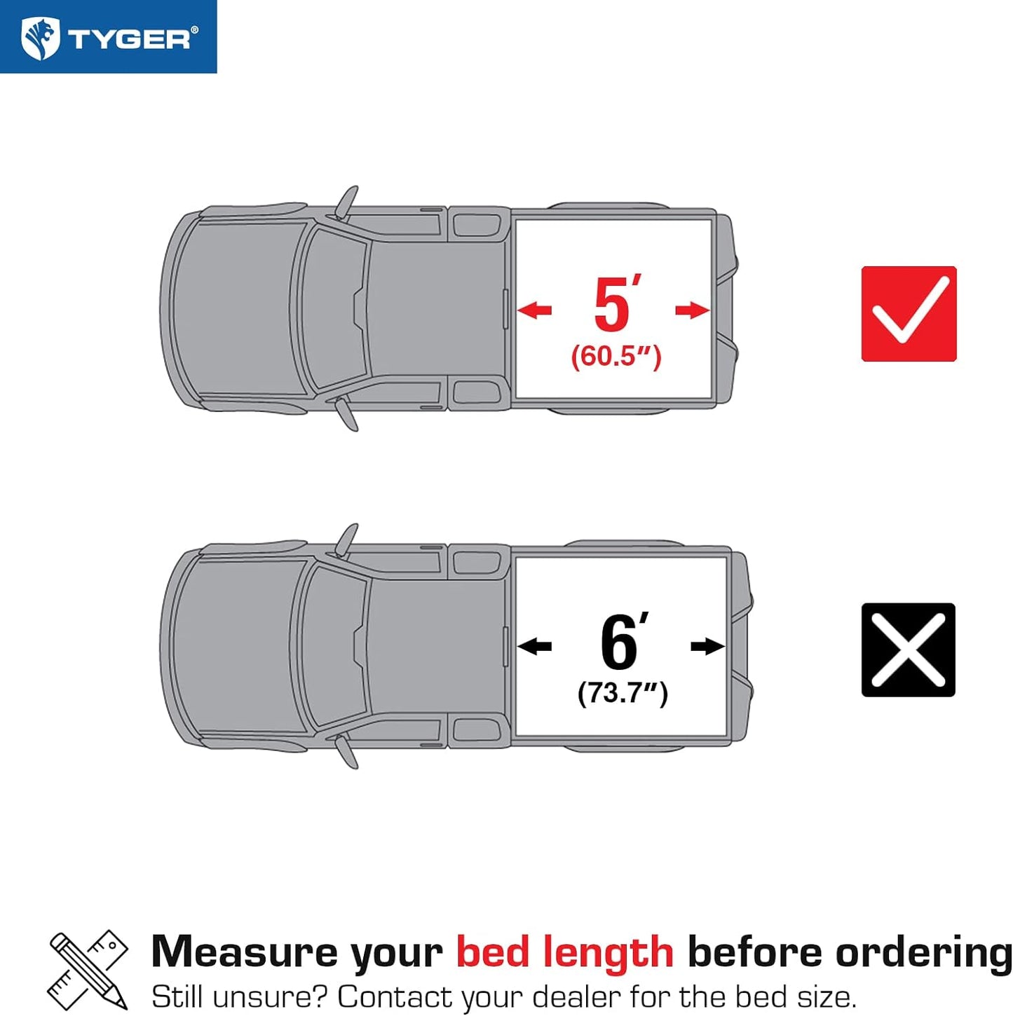 Tyger Auto T1 Soft Roll-up Truck Bed Tonneau Cover Compatible with 2016-2023 Toyota Tacoma | 5' (60") Bed | TG-BC1T9044