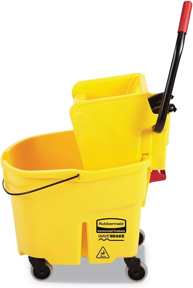 Rubbermaid Commercial Products WaveBrake 35 Qt. Plastic Mop Bucket with Wringer